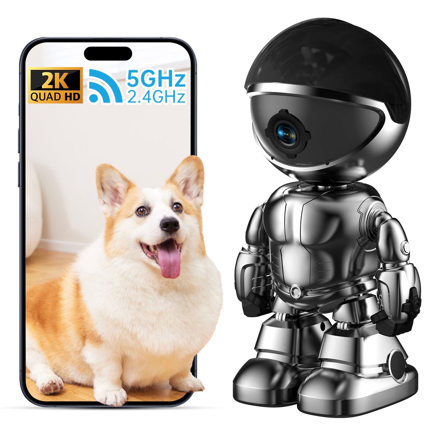 3MP Smart Robot IP Camera with WiFi - HD Home Security and Baby Monitor with Remote Control