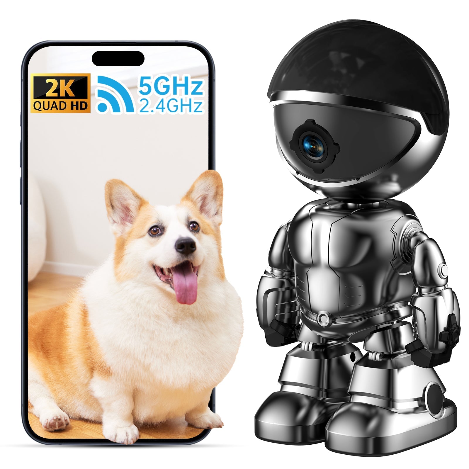 3MP Smart Robot IP Camera with WiFi - HD Home Security and Baby Monitor with Remote Control