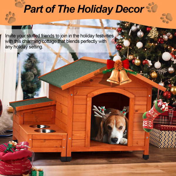 Green Asphalt Roof Golden Red Main Body Fir House Cat And Dog House