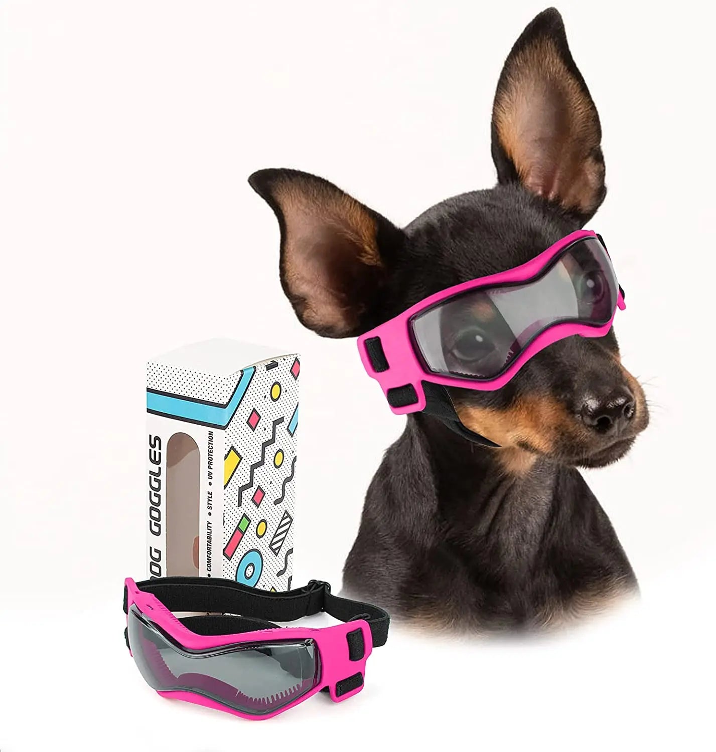 Premium Dog Sunglasses for Small Breeds - Ultimate UV Protection and Windproof Design with Adjustable Soft Frame for Small and Medium Dogs and Puppies