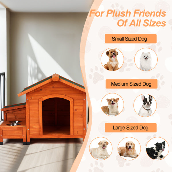 Green Asphalt Roof Golden Red Main Body Fir House Cat And Dog House