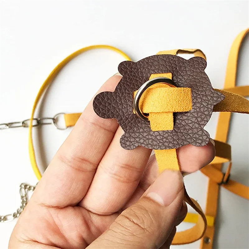 Enhanced Turtle and Lizard Pet Collar and Leash with Bell for Small Reptiles and Guinea Pigs - Outdoor Activity Traction Rope