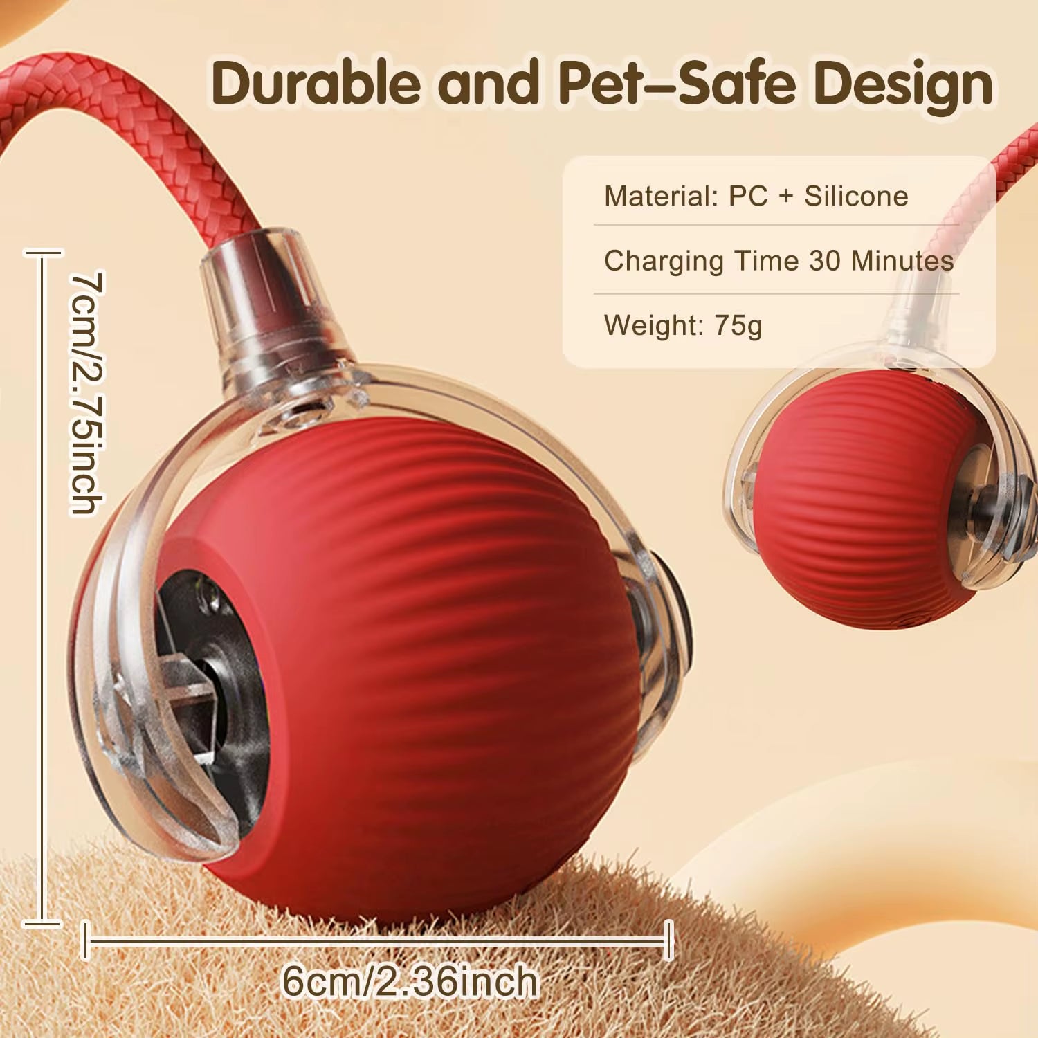 Interactive Rechargeable Cat Ball Toy with Tail - Automatic Rolling Smart Pet Plaything