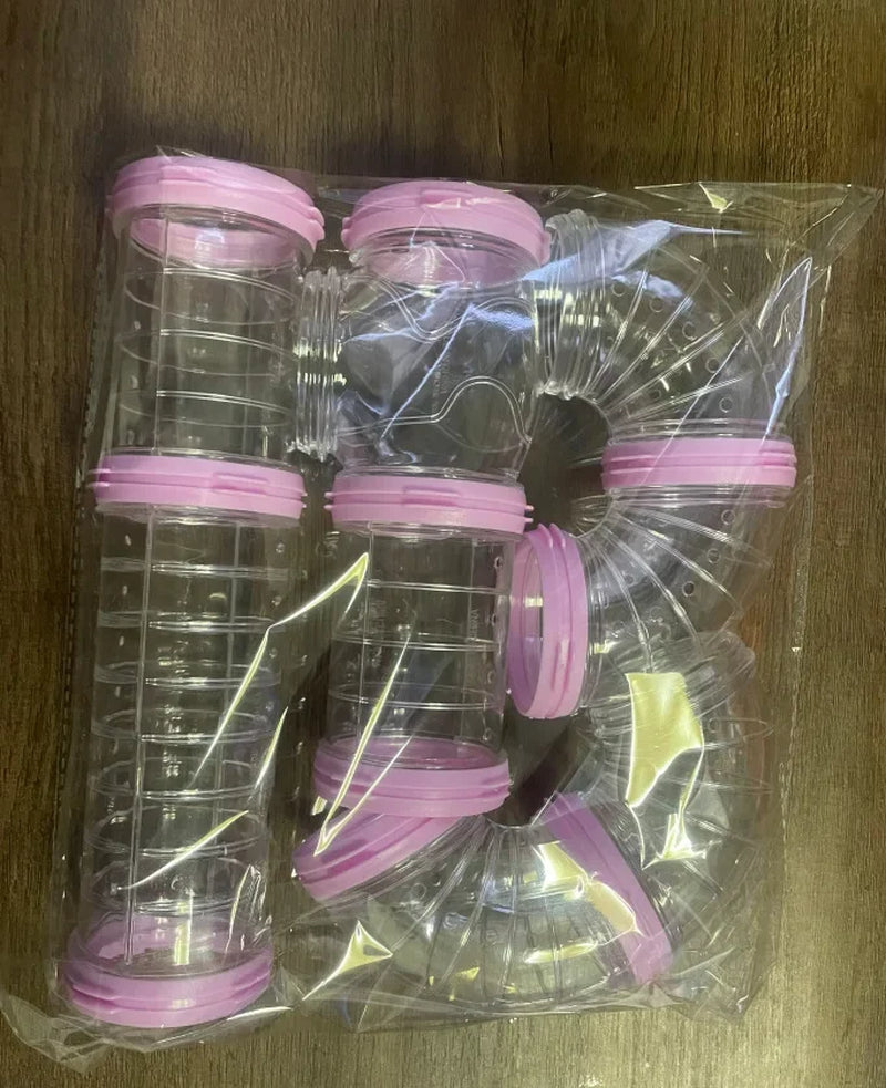 8-Piece Transparent Hamster Tunnel Toy Set for Pet Enrichment and Training Activities