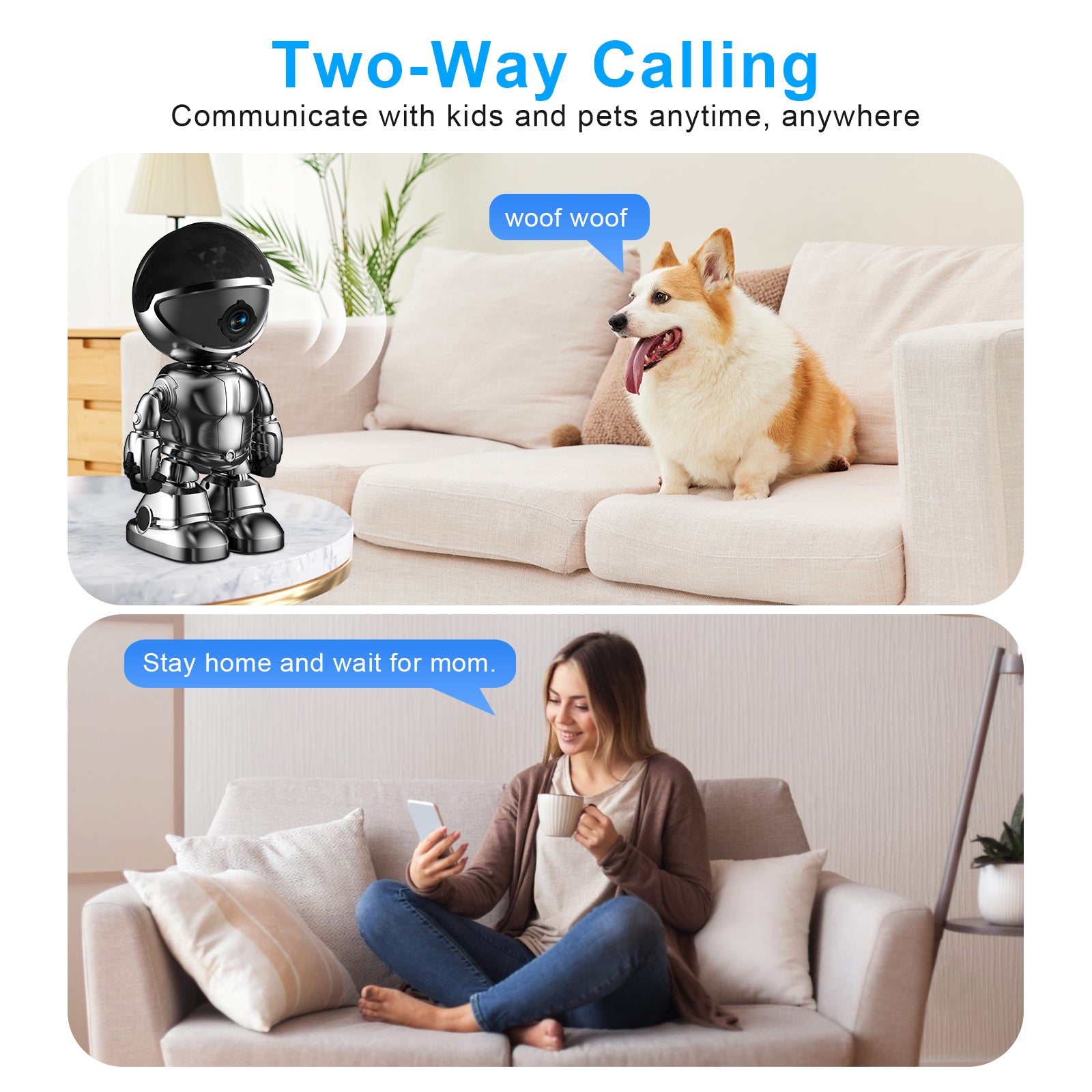 3MP Smart Robot IP Camera with WiFi - HD Home Security and Baby Monitor with Remote Control