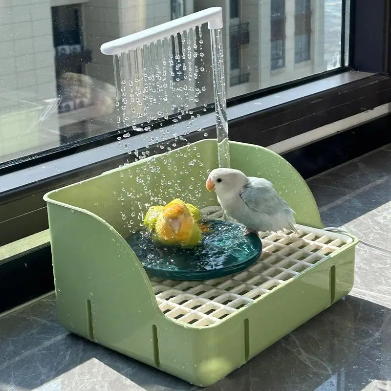 Electric Bathing Basin with Automatic Water Circulation for Budgerigars, Cockatiels, and Sun Conures