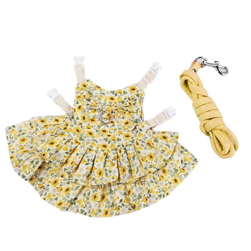 Soft Floral Harness and Leash Set for Small Pets - Perfect for Rabbits, Ferrets, Bunnies, and Hamsters