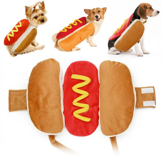 Dachshund-Inspired Hot Dog Halloween Costume - Adjustable Pet Apparel for Cats and Dogs