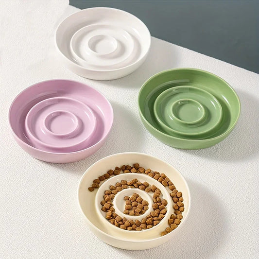 Ceramic Slow Feed Bowl for Cats and Small Dogs - Anti-Choking Pet Accessory