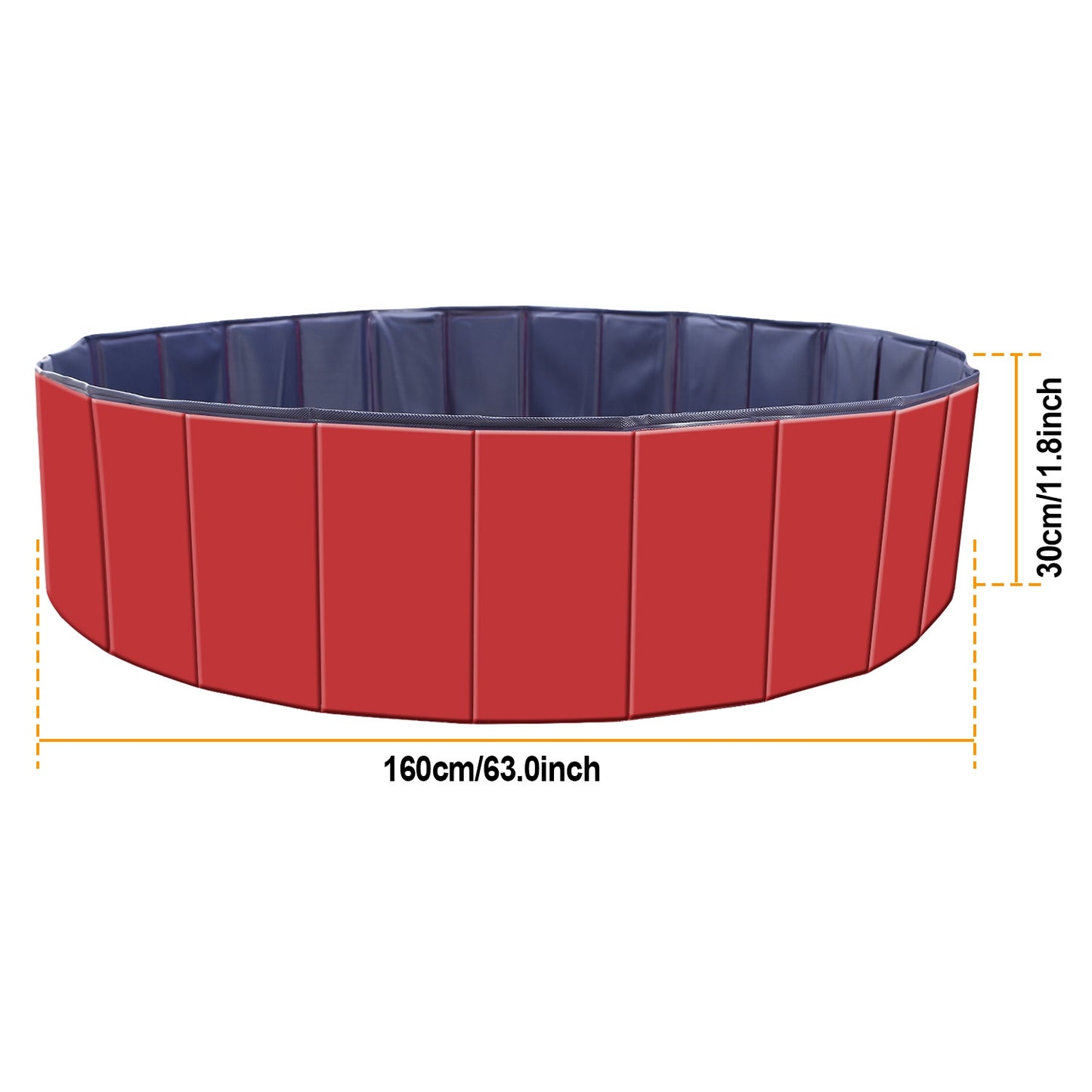 Foldable PVC Pet Swimming Pool - 160 x 160 x 30 cm (63.0 x 63.0 x 11.8 inches) for Dog Bathing and Playtime