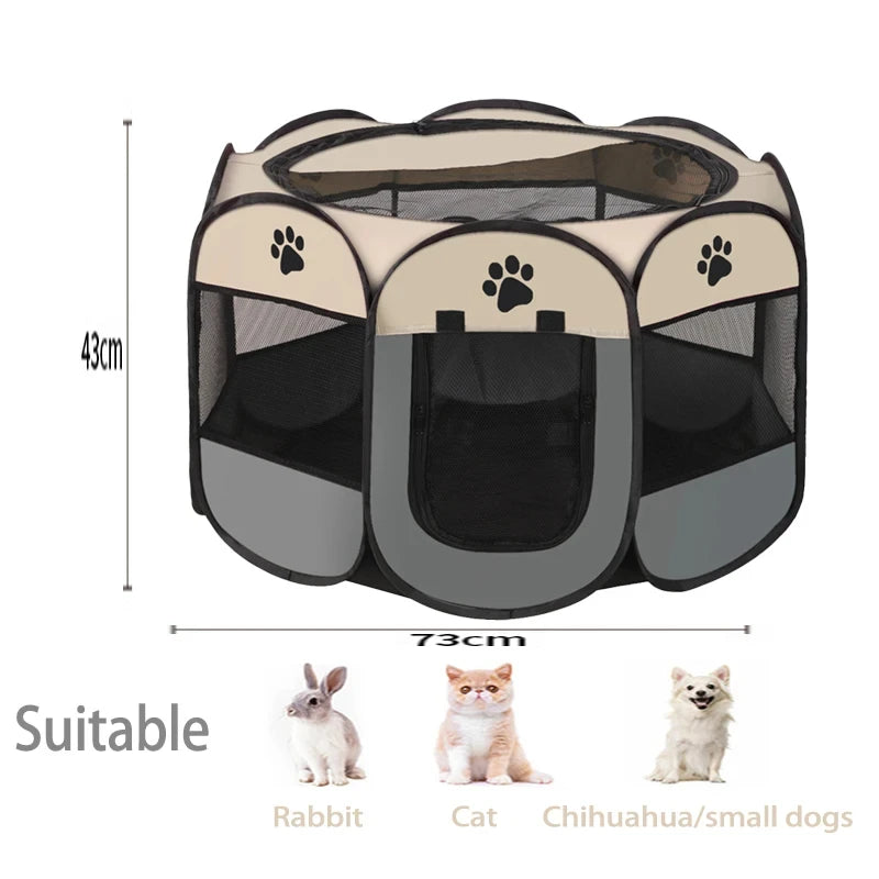 Durable Foldable Pet Tent and Octagonal Cat House - Portable Outdoor Dog Kennel and Fencing Solution