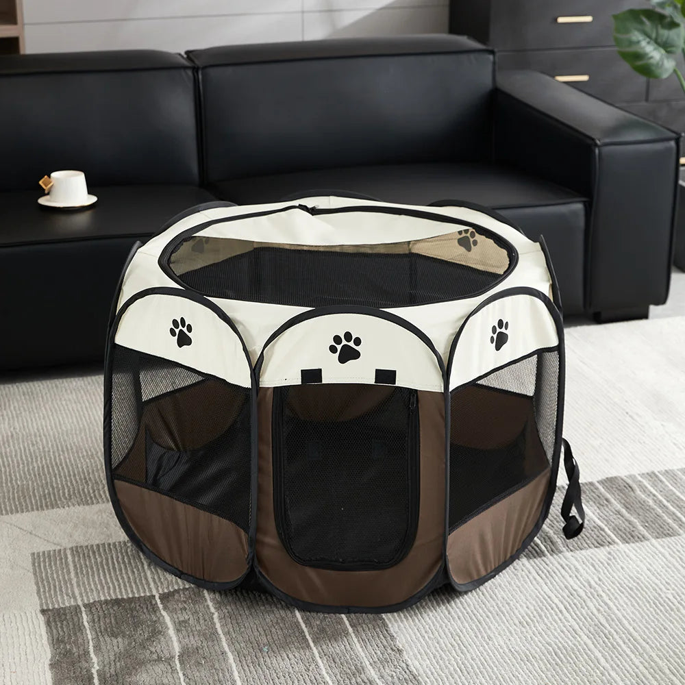Durable Foldable Pet Tent and Octagonal Cat House - Portable Outdoor Dog Kennel and Fencing Solution