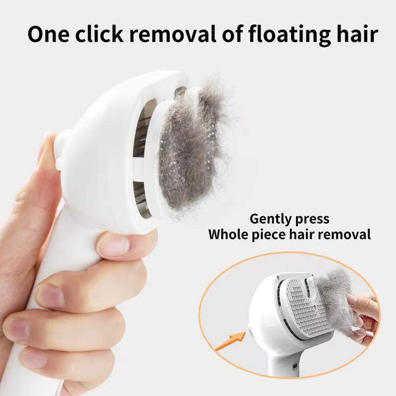Pet Steam Massage Brush with Safe Round Head and Soft Teeth for Effective Hair Removal in Dogs and Cats