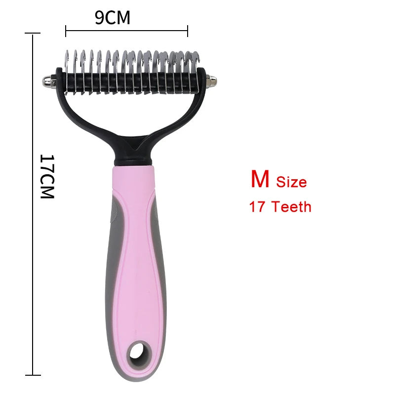 Professional Dual-Sided Deshedding Brush for Dogs and Cats - Efficient Grooming Tool for Fur and Mat Removal