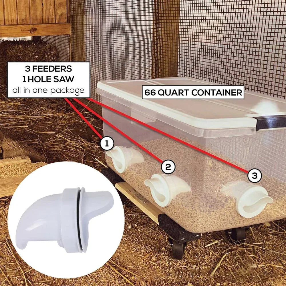 Automatic Gravity Poultry Feeder with Rainproof Design to Reduce Feed Waste for Chickens and Ducks