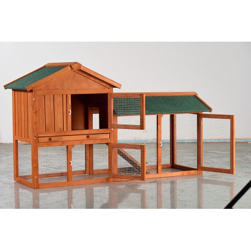 Large Wooden 2 Story Outdoor Rabbit Hutch With Asphalt Roof