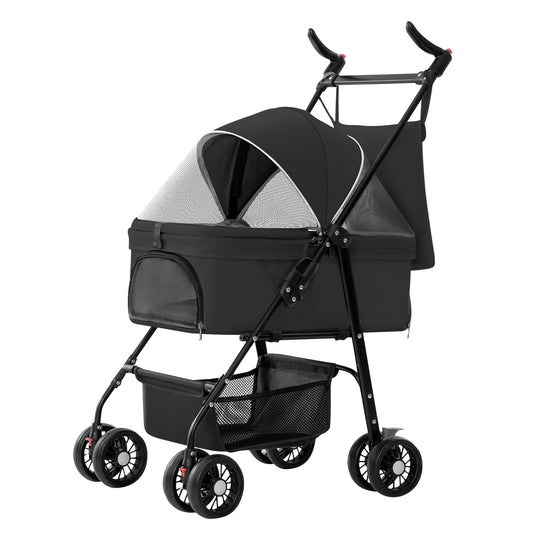 Pet Stroller Foldable Carrier Strolling Cart