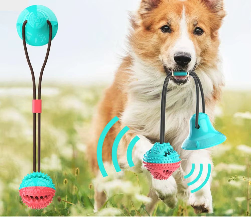 Durable Interactive Dog Chew Toys for Aggressive Chewers - Suction Cup Teething Rope and Puzzle Treat Dispensing Ball