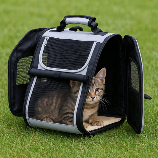 Premium Expandable Pet Carrier Backpack for Cats and Dogs, Breathable Mesh Travel Solution for Small Pets up to 26 lbs
