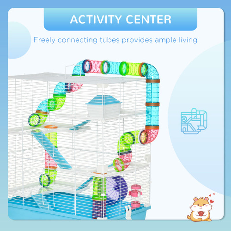 Oversized 23-Inch Hamster Cage with Tube and Tunnel, Featuring Portable Carrying Handle