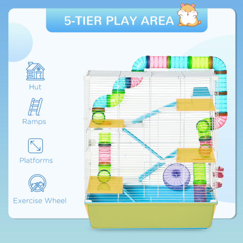 Oversized 23-Inch Hamster Cage with Tube and Tunnel, Featuring Portable Carrying Handle