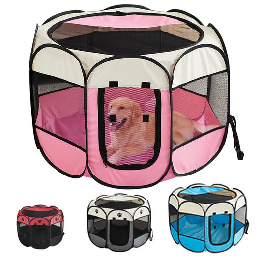 Durable Foldable Pet Tent and Octagonal Cat House - Portable Outdoor Dog Kennel and Fencing Solution