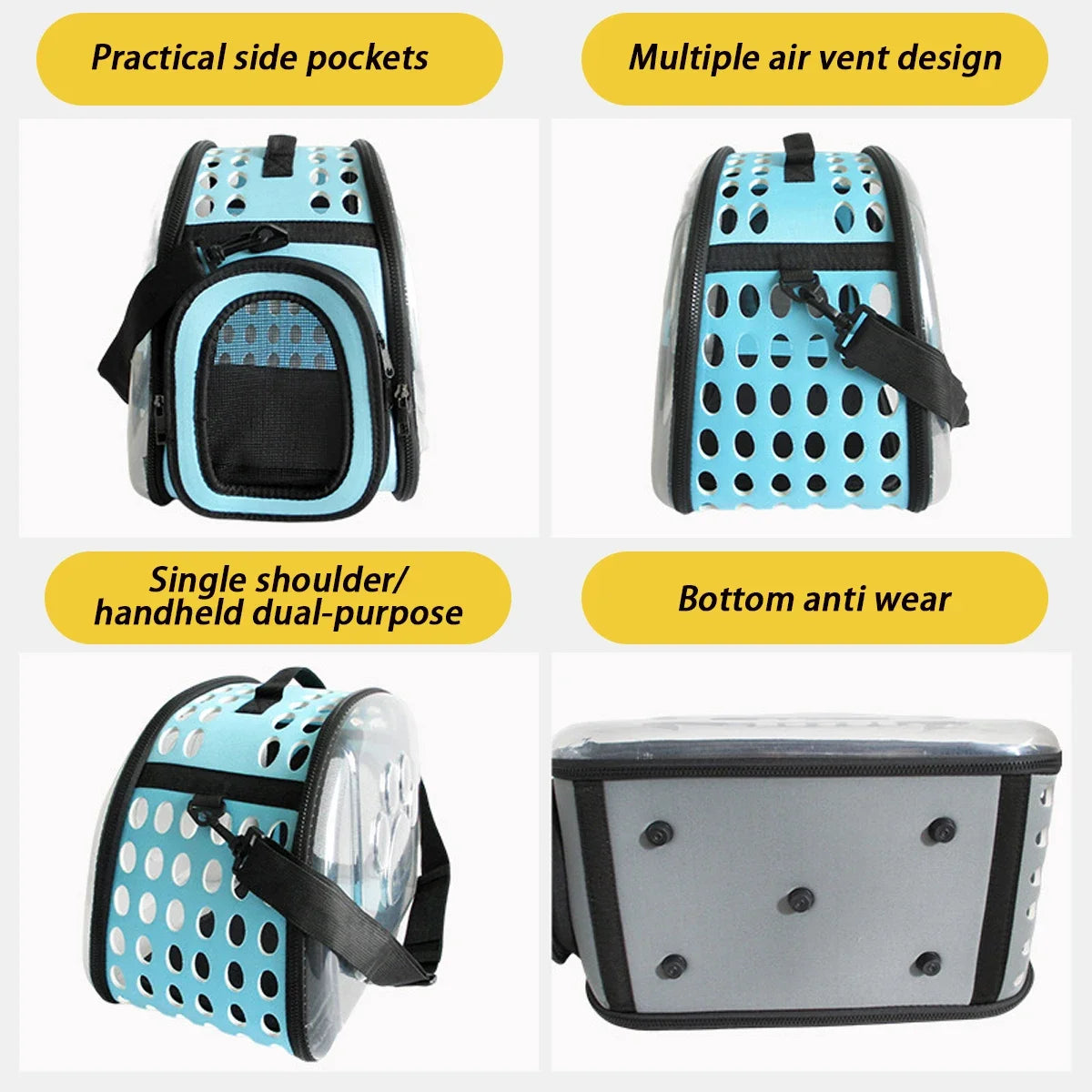 Premium Pet Shoulder Carrier for Cats and Dogs - Breathable Travel Handbag with Transparent Capsule Design and Convenient Shoulder Strap