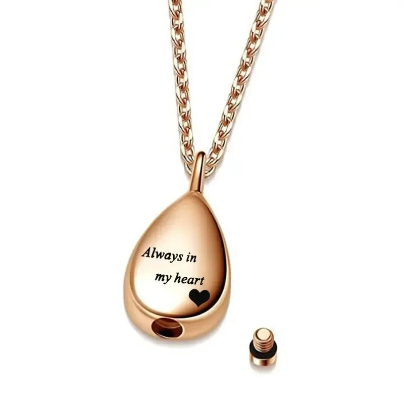 Elegant Stainless Steel Teardrop Pendant Urn Necklace - A Heartfelt Memorial Keepsake for Your Beloved Cats and Dogs