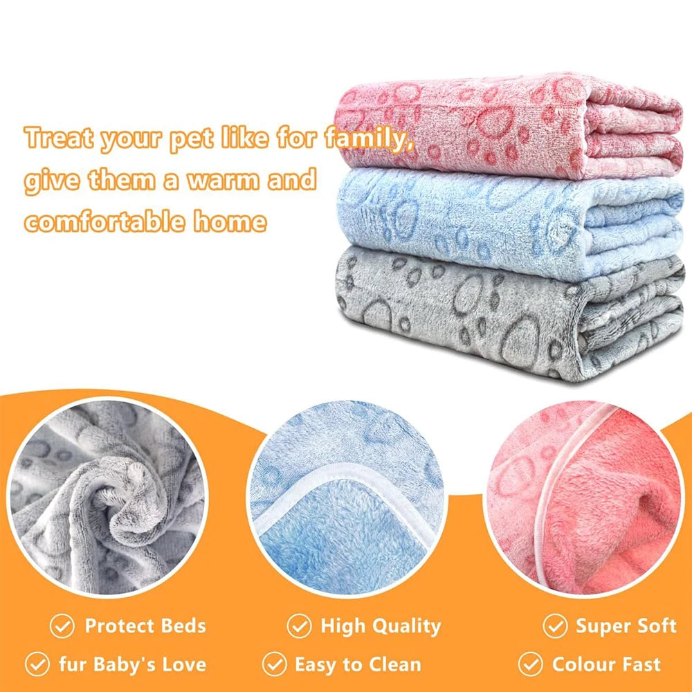 Premium Ultra-Soft Paw Print Dog Blanket - Machine Washable Cozy Pet Pillow Pad for Indoor and Outdoor Use - Ideal for Small to Large Pets