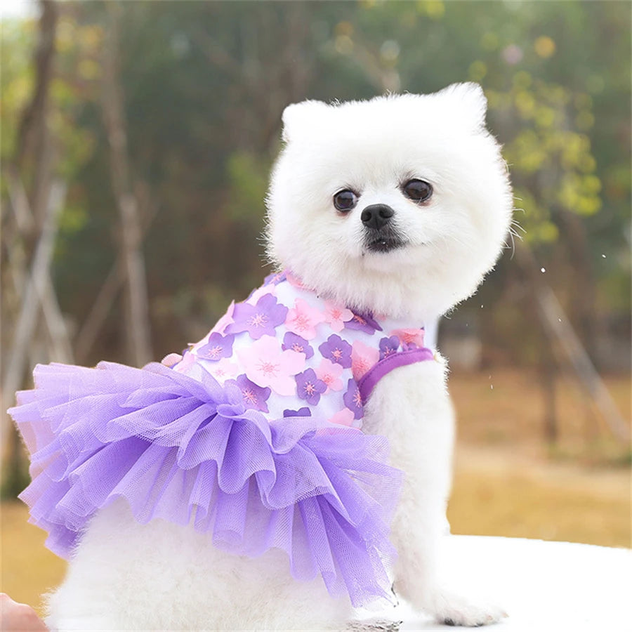 Floral Pullover Dress for Small Breeds - Breathable Woven Polyester Pet Apparel for Dogs and Cats, Ideal for Toy and Miniature Breeds