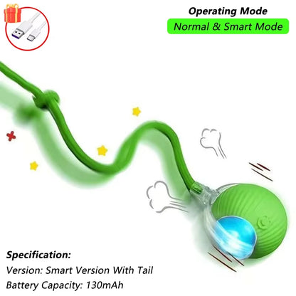 Interactive Rechargeable Cat Ball Toy with Tail - Automatic Rolling Smart Pet Plaything
