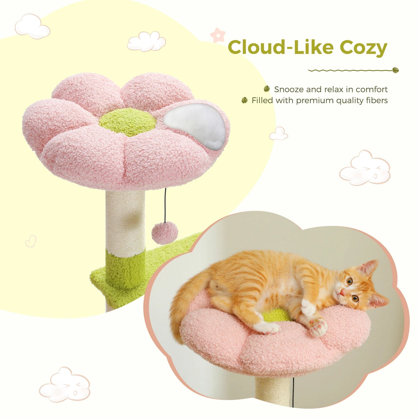 Multi-Tiered Cat Tree with Sisal-Wrapped Scratching Posts and Comfortable Condo for Small to Medium Indoor Cats