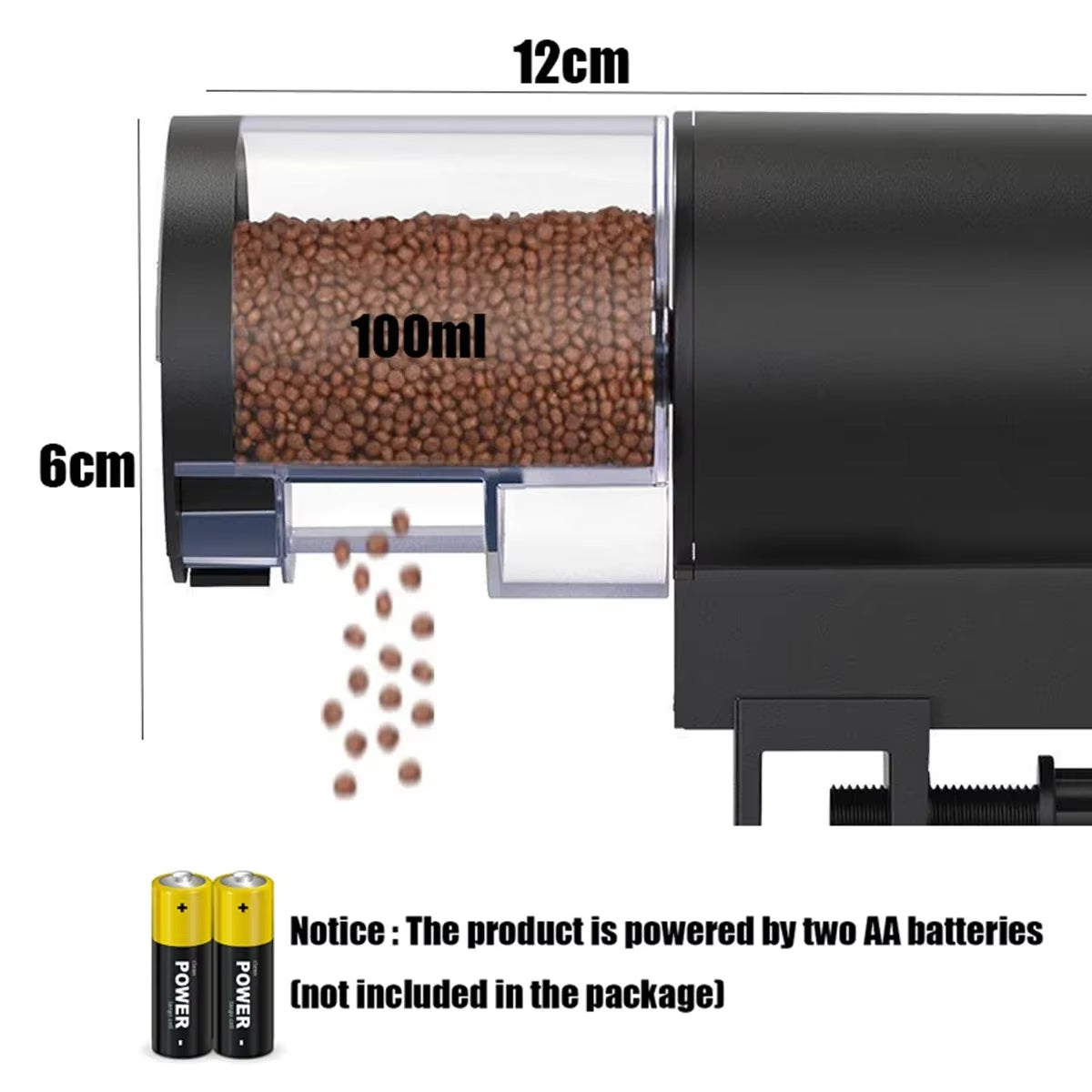 Automatic Aquarium Fish Feeder with 100ml Capacity - Easy Setup and Battery Operated