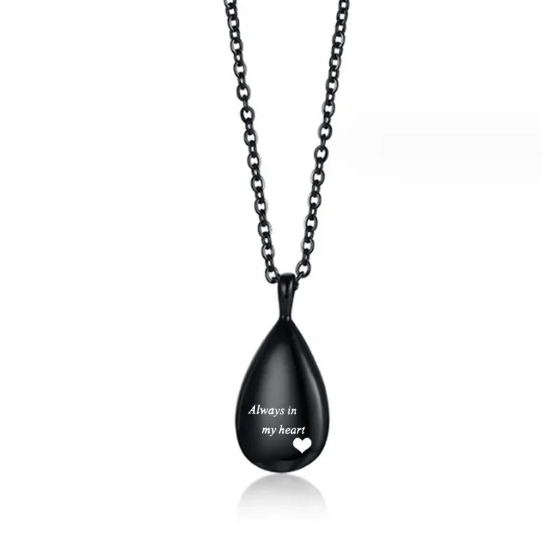 Elegant Stainless Steel Teardrop Pendant Urn Necklace - A Heartfelt Memorial Keepsake for Your Beloved Cats and Dogs