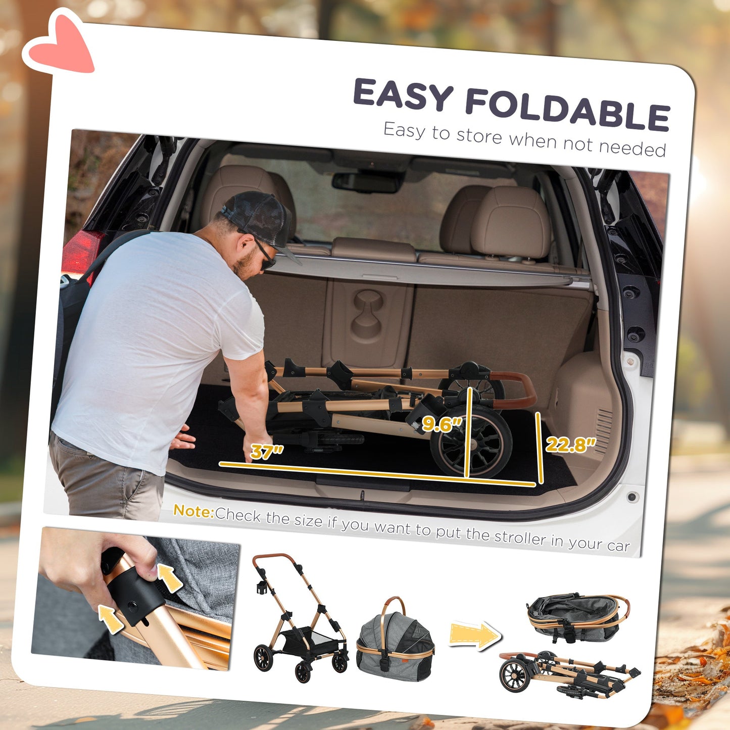 3 In 1 Dog Stroller With Detachable Cabin