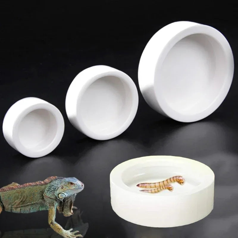 Ceramic Feeding and Water Bowl for Reptiles - Anti-Escape Dish for Hermit Crabs, Leopard Geckos, Chameleons, and Corn Snakes