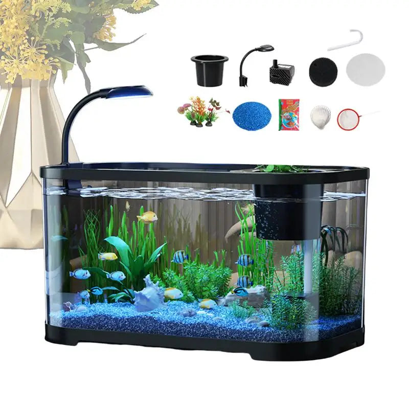 Aquarium Kit for Small Betta Fish - User-Friendly Desktop Tank for Home Use, Ideal for Betta Fish, Tortoises, and Frogs