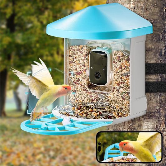 VEVOR Intelligent Bird Feeder with 2K HD Camera and AI-Driven Bird Species Identification for Automated Capture