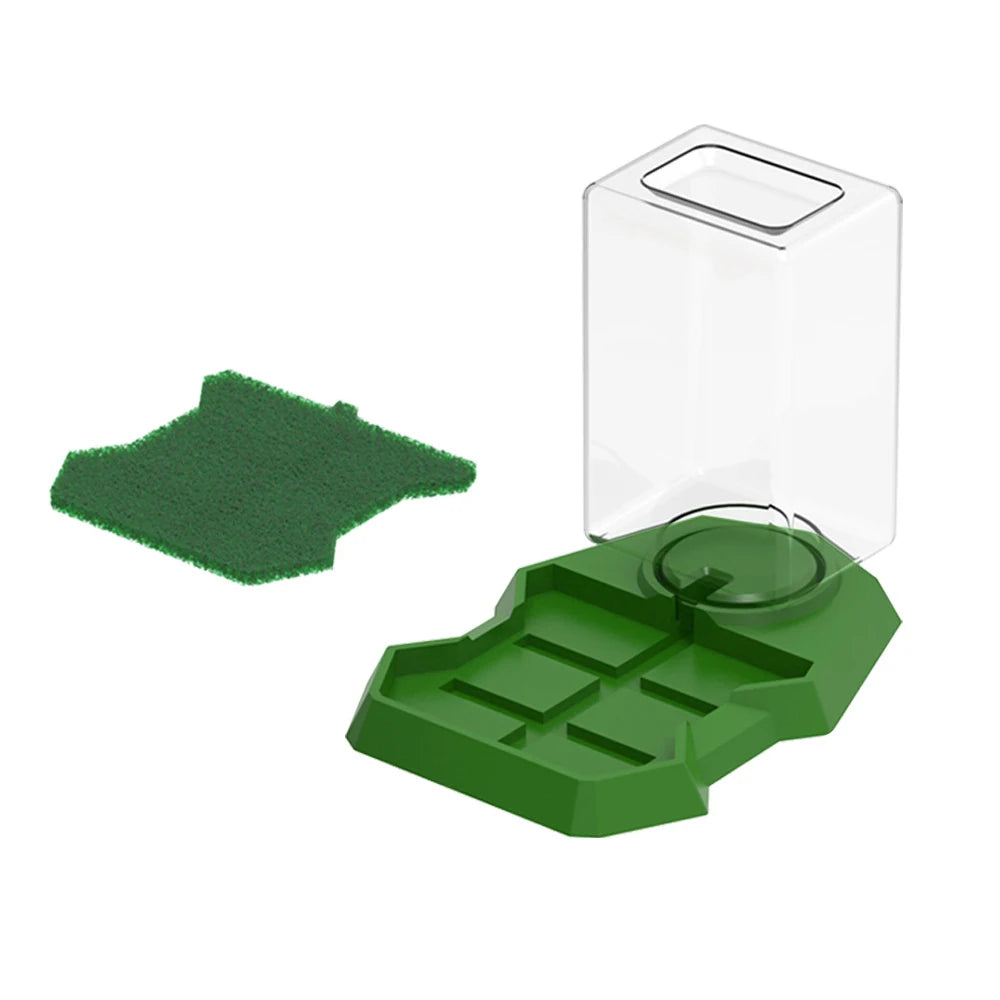 Automatic Reptile Feeder and Corner Water Bowl with Integrated Water Bottle for Small Pets, Including Turtles, Lizards, and Geckos