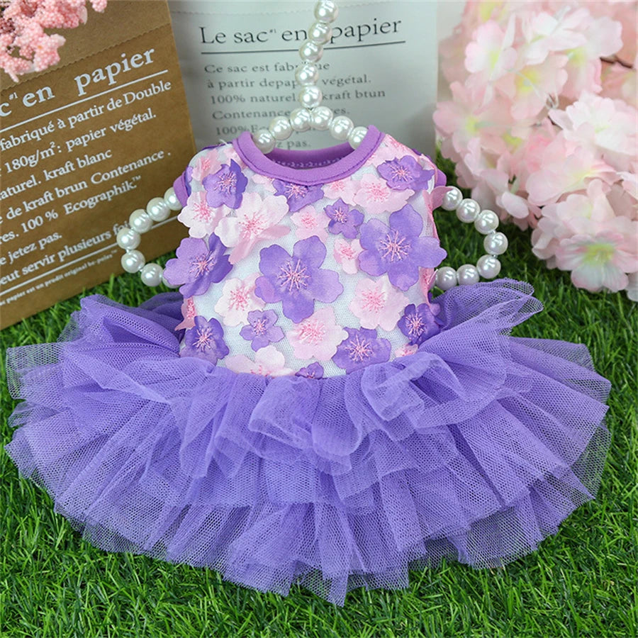 Floral Pullover Dress for Small Breeds - Breathable Woven Polyester Pet Apparel for Dogs and Cats, Ideal for Toy and Miniature Breeds
