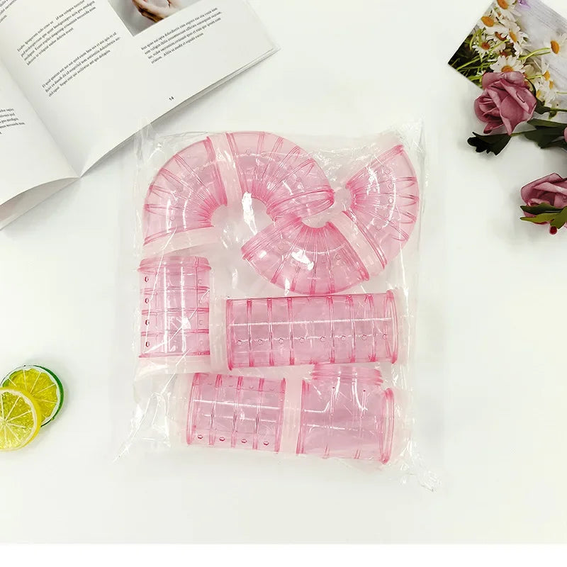 8-Piece Transparent Hamster Tunnel Toy Set for Pet Enrichment and Training Activities
