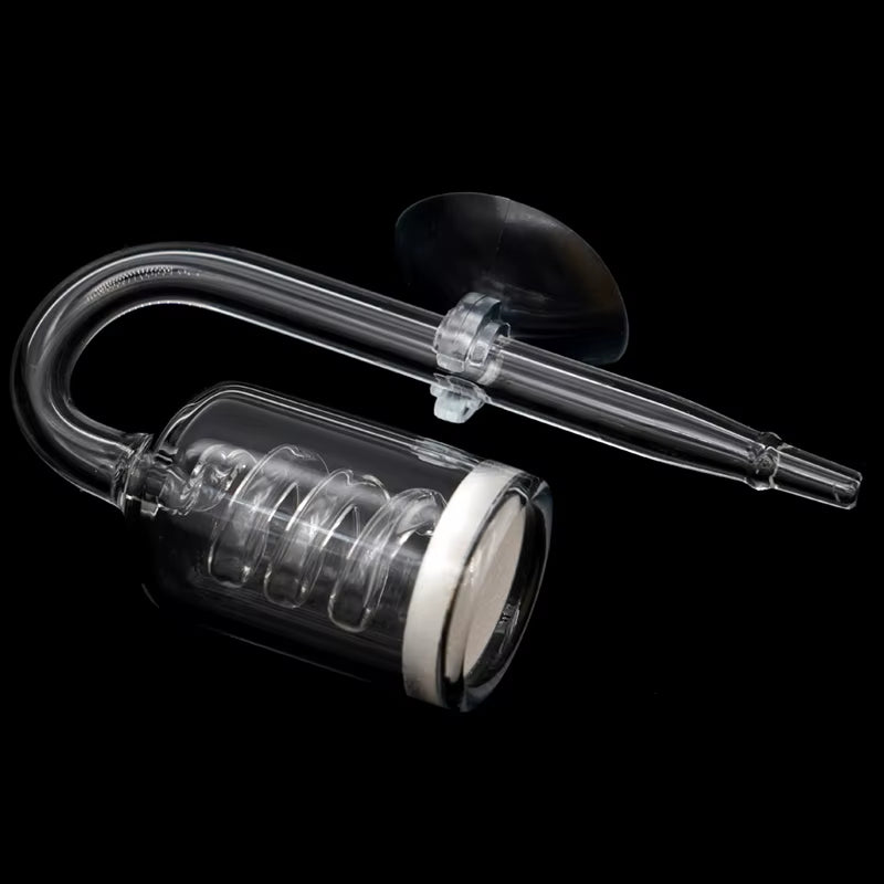Aquarium Glass Spiral CO2 Diffuser with Suction Cup - Carbon Dioxide Atomizer for Aquatic Environments