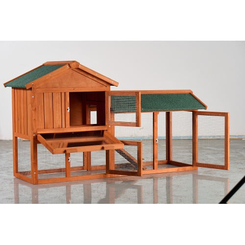 Large Wooden 2 Story Outdoor Rabbit Hutch With Asphalt Roof
