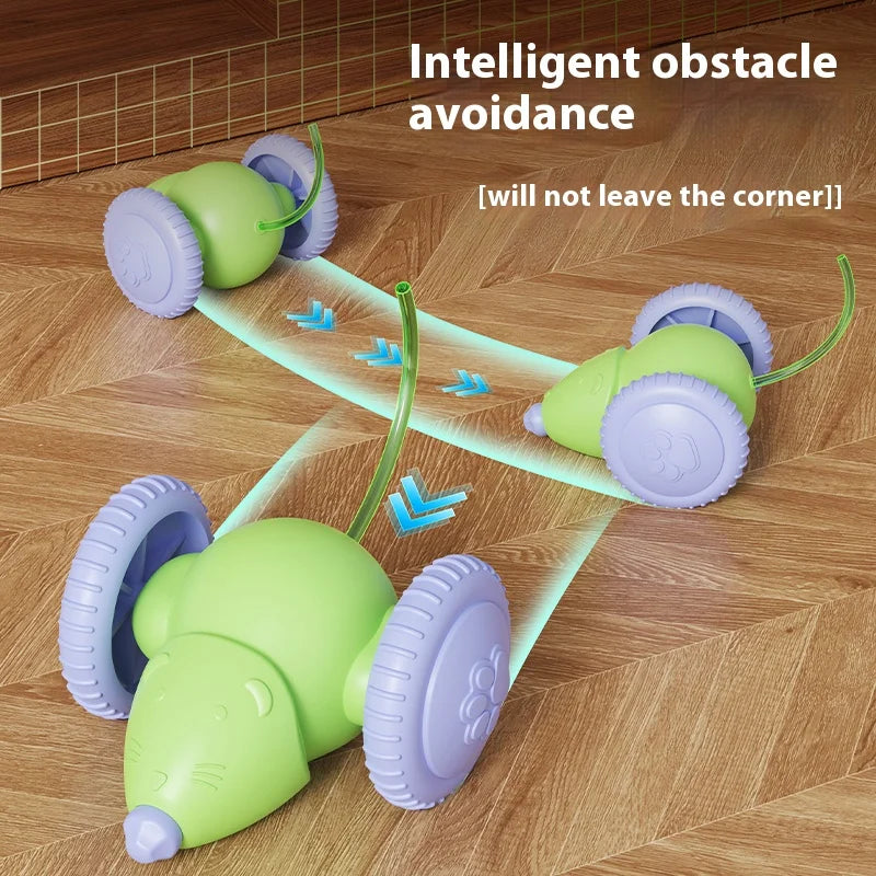 Interactive Electric Mouse Car Toy for Cats - Rechargeable Automatic Teaser with Intelligent Obstacle Avoidance