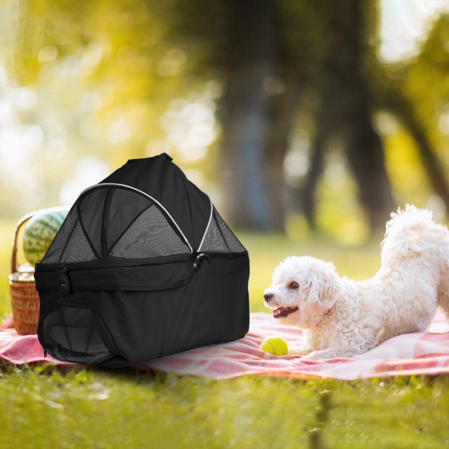 Pet Stroller Foldable Carrier Strolling Cart